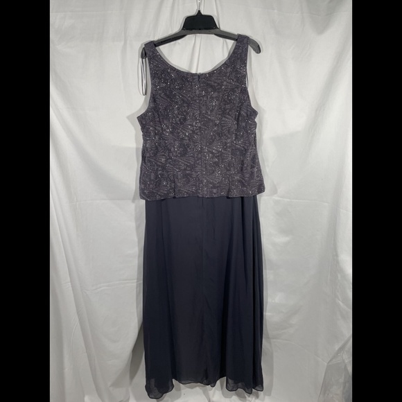 NEW Alex Evenings [PLUS‎ Sz 16W ] Mock Sparkly Top Gown in Smoke Grey - Picture 10 of 12